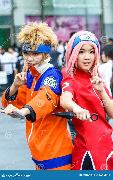 Cosplayer Como Caracteres Naruto Y Sakura De Naruto En Japón Festa En ...