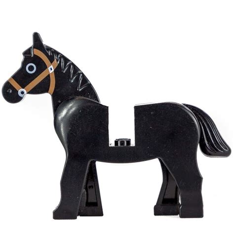 LEGO Animal Horse with Black and White Eyes, White Pupils and Medium Dark Flesh Bridle Pattern ...