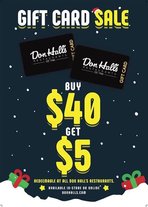 BOGO GIFT CARDS - BUY $40 GET $5 FREE! — Don Hall's Restaurants