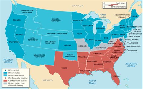 Map of Confederate, Union and Border states [900x567] : r/MapPorn