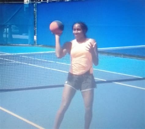 Coco Gauff training with a medicine ball at the Raw Tennis Performance ...