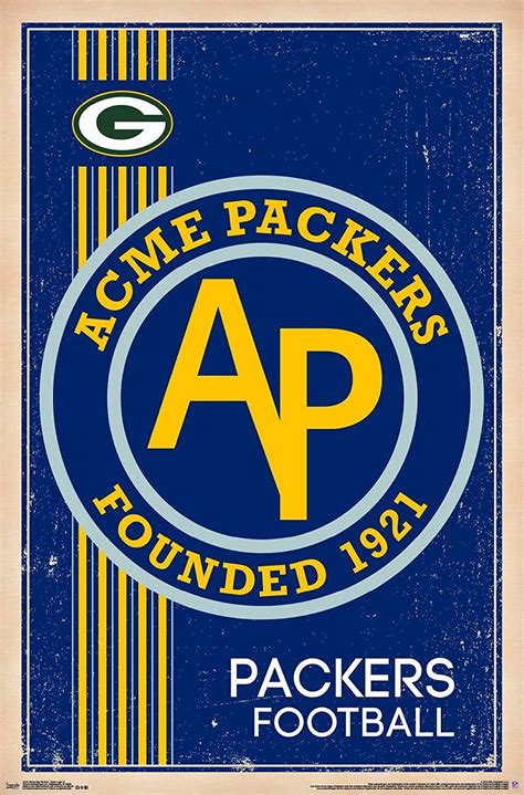 Green Bay Packers Vintage Logo 22x34 Football Poster | Green bay ...