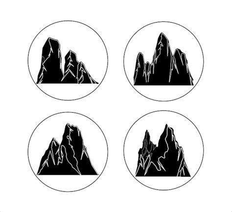 Premium Vector | Icon Set of Desert Mountain Black and White Illustrations