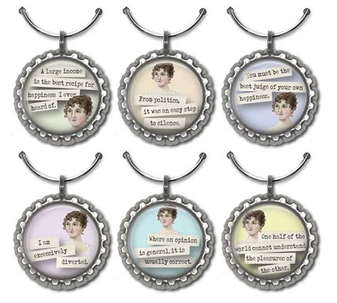 Jane Austen Quotes, Book Club Gift, Book Wine Charms, Literary Party ...