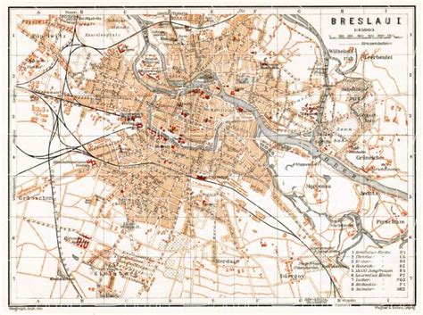 Old map of Breslau (Wrocław) in 1906. Buy vintage map replica poster print or download picture