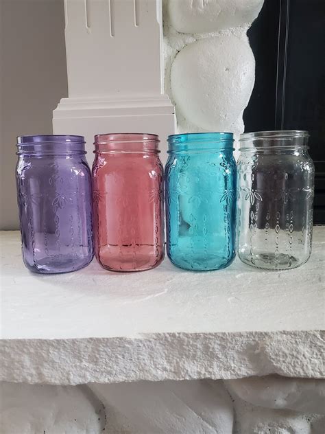 Colored Mason Jars Glass Mason Jars Assorted Colors Mason | Etsy