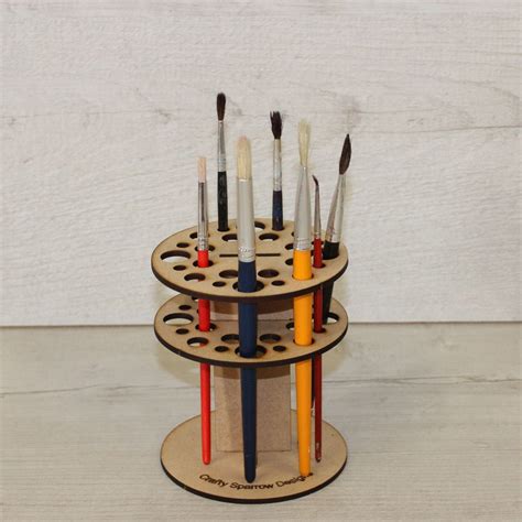 Paint Brush Holder Rack round Version Mdf Craft Kit - Etsy UK