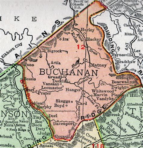 Buchanan County, Virginia, Map, 1911, Rand McNally, Grundy, Deskins ...