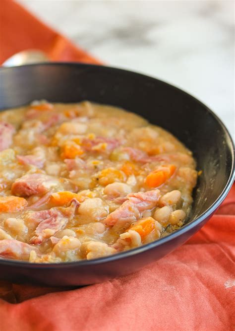 Slow Cooker Ham Bone and Navy Bean Soup - Lisa's Dinnertime Dish for ...