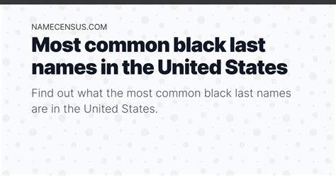 Most Common Black Last Names in the United States