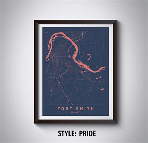 Map of Fort Smith, AR Fort Smith Map Fort Smith Poster Office Décor Wall Art Travel Map Fort ...