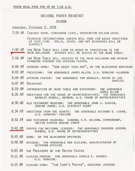 Buried Treasures: the Barbara Jordan Archives: National Prayer Breakfast