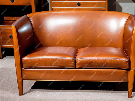 Premium AI Image | brown leather sofa in the living room of a modern house closeup