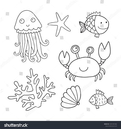 10.175 Children Drawing Black White Sea Animals Images, Stock Photos ...