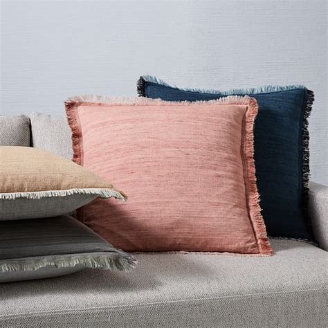 Textured Silk Fringe Pillow Cover - Gold Dust | west elm