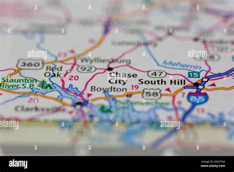 Chase City Virginia shown on a road map or Geography map Stock Photo ...