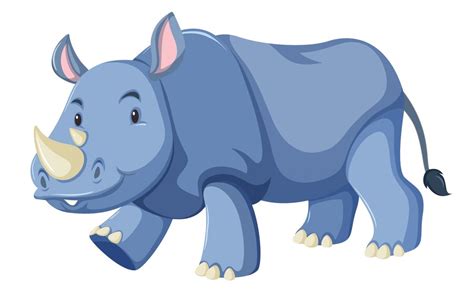 Premium Vector | Cute baby rhino white background