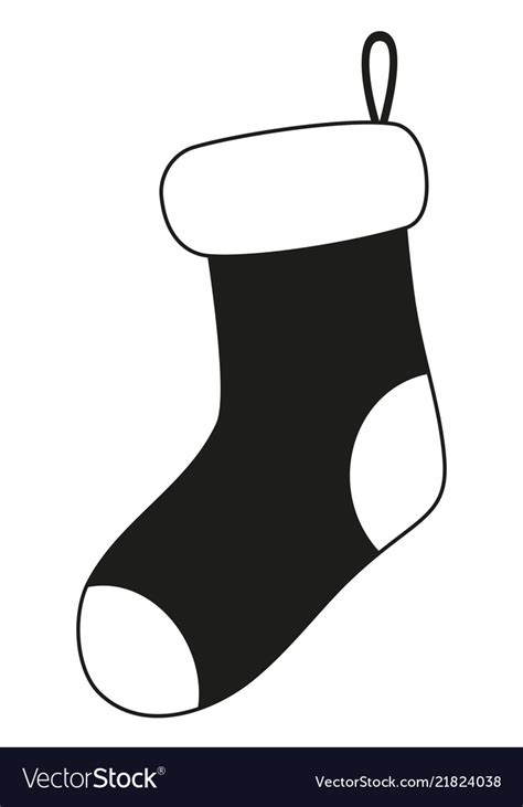 Black and white christmas sock silhouette Vector Image