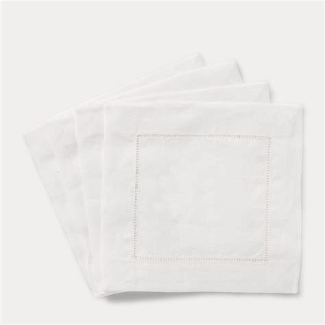 Ralph Lauren Cocktail Napkins, Set of 4, White