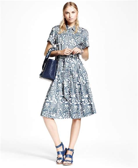 Cotton Sateen Print Shirt Dress ($228) | Work Dresses For Summer ...