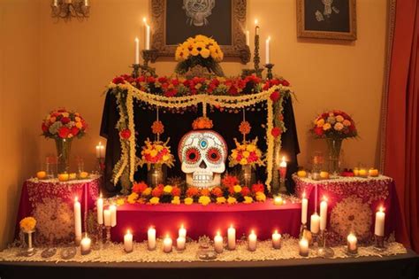 Premium AI Image | the altar is decorated for the altar of the dead and ...