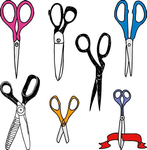 Premium Vector | A set of different sewing scissors