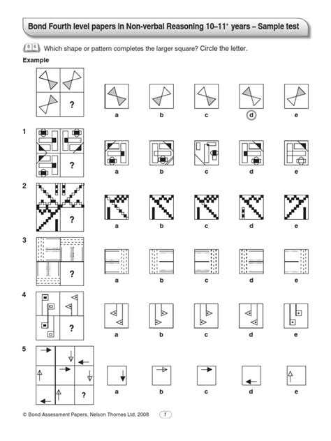 Bond 11 Plus Non Verbal Reasoning Free Test Paper | Test (Assessment ...