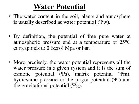 SOLUTION: Concept of water potential - Studypool