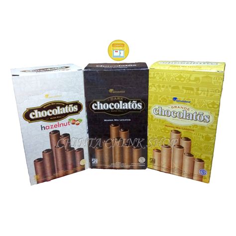 Jual Chocolatos Wafer Roll Dark / Grande / Hazelnut Kemasan Besar Isi 20pcs Indonesia|Shopee ...