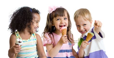 happy kids eating ice cream in studio isolated - Parker Chase