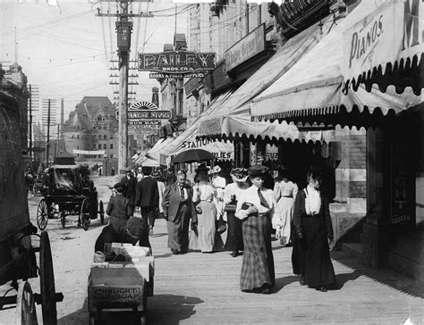 Pedestrians on the 500 block of Granville Street, Vancouver c 1905 - Canadian Colour