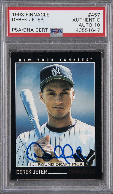 Lot Detail - 1993 Pinnacle #457 Derek Jeter Signed Rookie Card - PSA/DNA GEM MINT 10