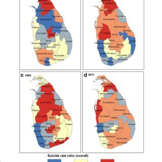 Map of Sri Lanka showing the population densities in each district in... | Download Scientific ...