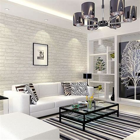 White Grey Real Looking Brick Pattern Wallpaper WP120 … More | Brick wallpaper living room ...