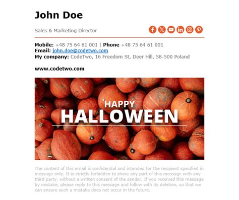 Free Halloween Email Signature template - Pumpkins everywhere