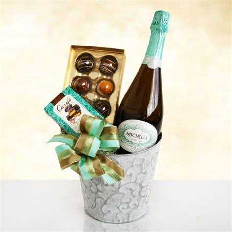 Sparkling Wine and Chocolate Gift Basket | Wine gifts, Wine bucket ...