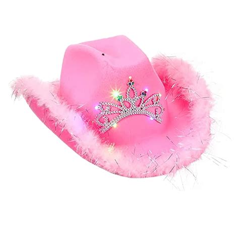 Pink Cowgirl Hat - Cowgirl Hats with Tiara - Felt Cowboy Costume Accessories for Sequin brim ...