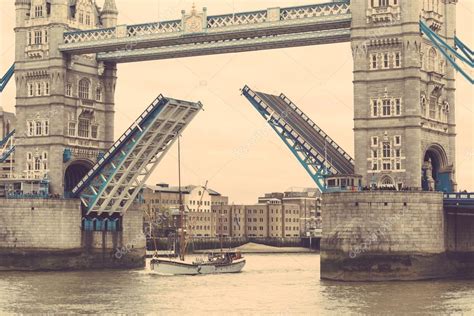 Tower Bridge in London with drawbridge open — Stock Photo © william87 #68525941