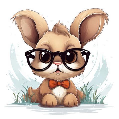 Premium AI Image | cute bunny wearing glasses