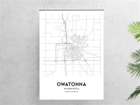 Owatonna Map Print Owatonna Map Poster Wall Art Mn City | Etsy