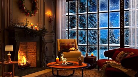 Christmas Ambience with Relaxing Fireplace & Snowstorm Sounds - YouTube