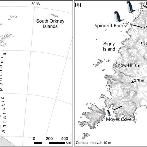 Map of the Antarctic Peninsula and Signy Island (South Orkney Islands ...