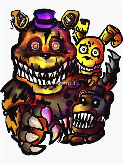 "Five Nights at Freddy's Golden Fredbear, Freddy, Plushtrap" Sticker by ...