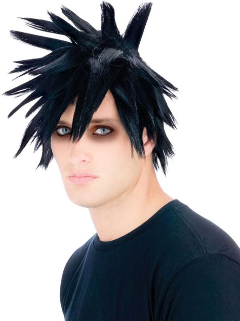 Scenester Costume Emo Punk Rock Wig Spiked Hair Black Wig - Walmart.com ...