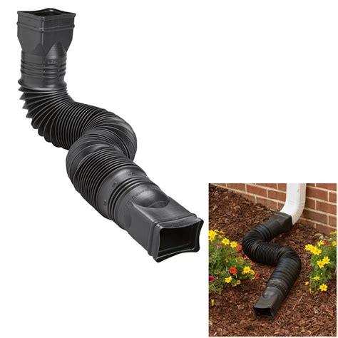 Black Flexible Downspout Extension Gutter Connector Rainwater Drainage, 25 to 55 inches ...