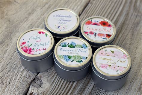 25 - Custom Candle Favor in 2oz Tins // Custom Labels - Floral Design ...