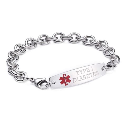 Type 1 diabetes-Interchangeable medical alert bracelets-Cable Chain | Medic alert bracelets ...