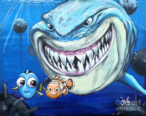 Nemo, Dory And Bruce Painting by Tyler Haddox