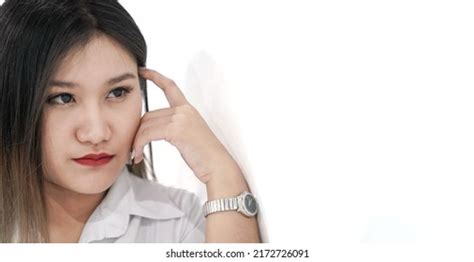 Young Asian Woman Has Solemn Expression Stock Photo 2172726091 ...