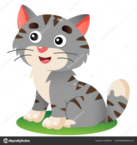 Cartoon Gray Tabby Cat - canvas-mullet